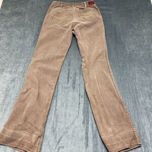 Branded Lion Corduroy Pants Womens 10/31 Brown Cotton Logo Flare Leg Frayed Hem